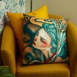 'Blue Maiden' Silk Square Cushion