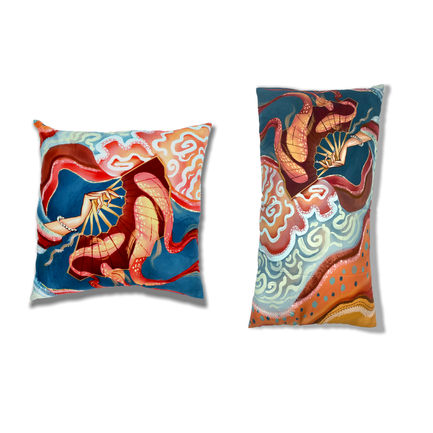 ‘Red Fanfare’ Silk Cushion Set