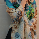 Shell Peacock Wool Wraparound