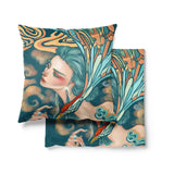 'Blue Maiden' Silk Square Cushion