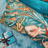 'Blue Maiden' Silk Rectangle Cushion