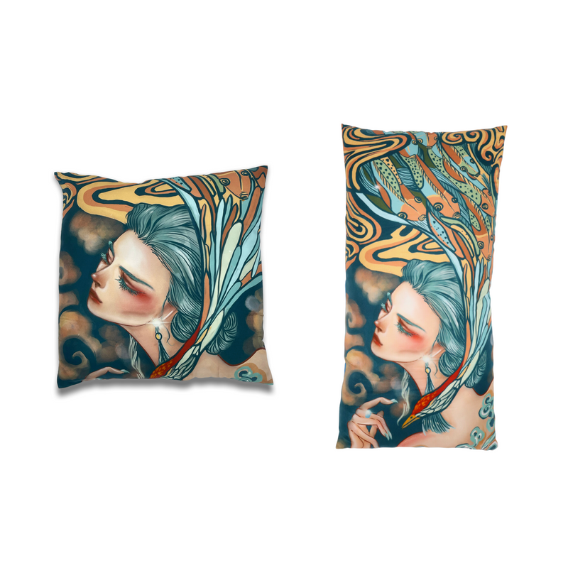 'Blue Maiden' Silk Cushion Set