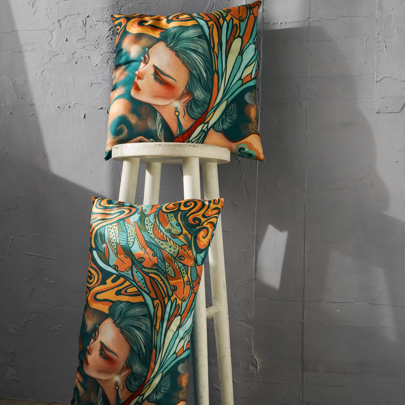 'Blue Maiden' Silk Cushion Set