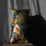 'Blue Maiden' Silk Rectangle Cushion