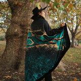 Marble Print Double Sided Wool With Scarf Faux Fur