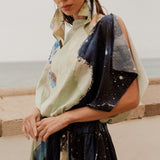 Look 02 — sage & midnight dress