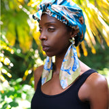 Aqua Coral Printed Turban