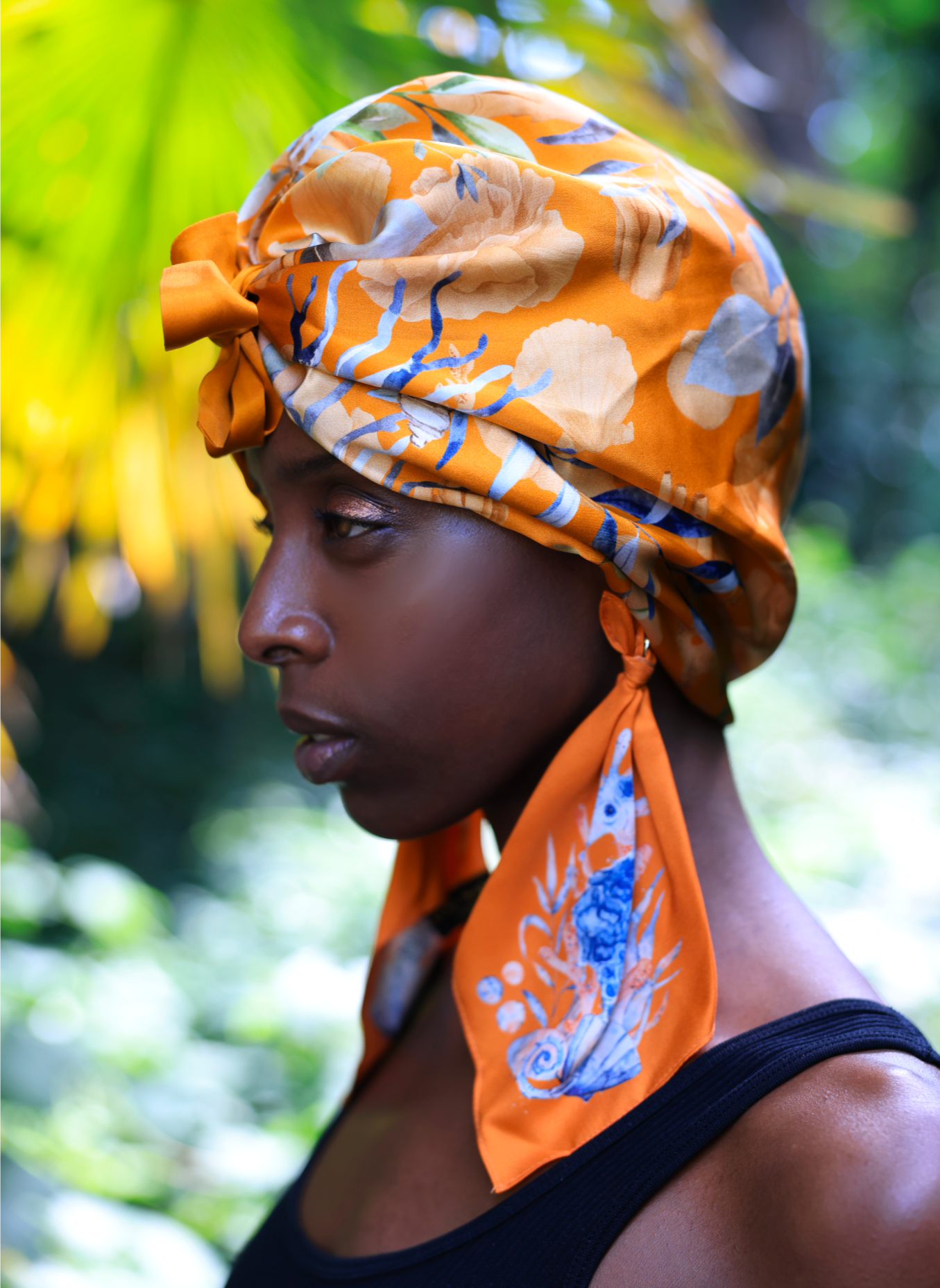 Orange Blossom Coral Printed Turban